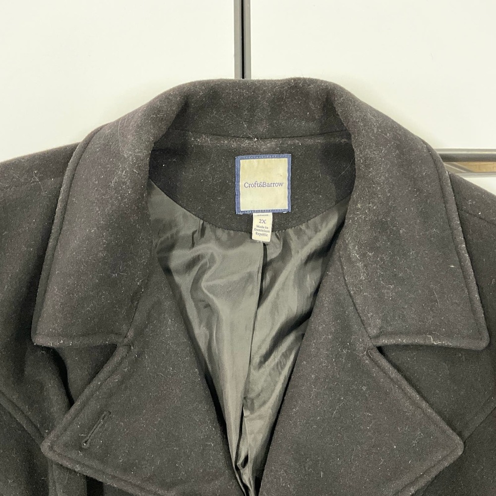 Women's Size 2X Croft & Barrow Lined Pea Coat/Jacket Black Double Breasted - Picture 4 of 8